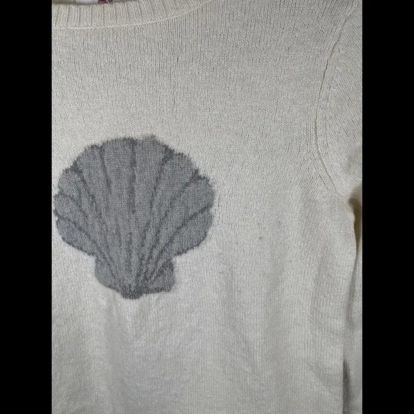 Vineyard Vines Cashmere Lambs Wool Sea Shell Sweater Angora Rabbit Cream Size XS - Picture 3 of 6